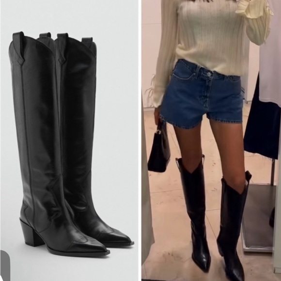 Mango Shoes - Mango Black Leather Boots